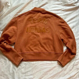 Team Adidas VRCT cropped mock neck pullover sweatshirt in Tech Copper